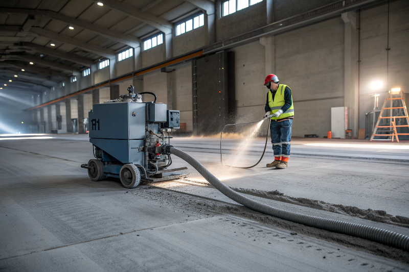 machine grinding on concrete surface