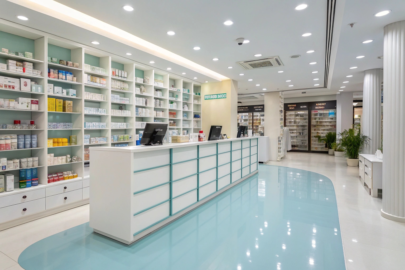 Hygienic epoxy floor coating in Ipswich pharmacy retail space