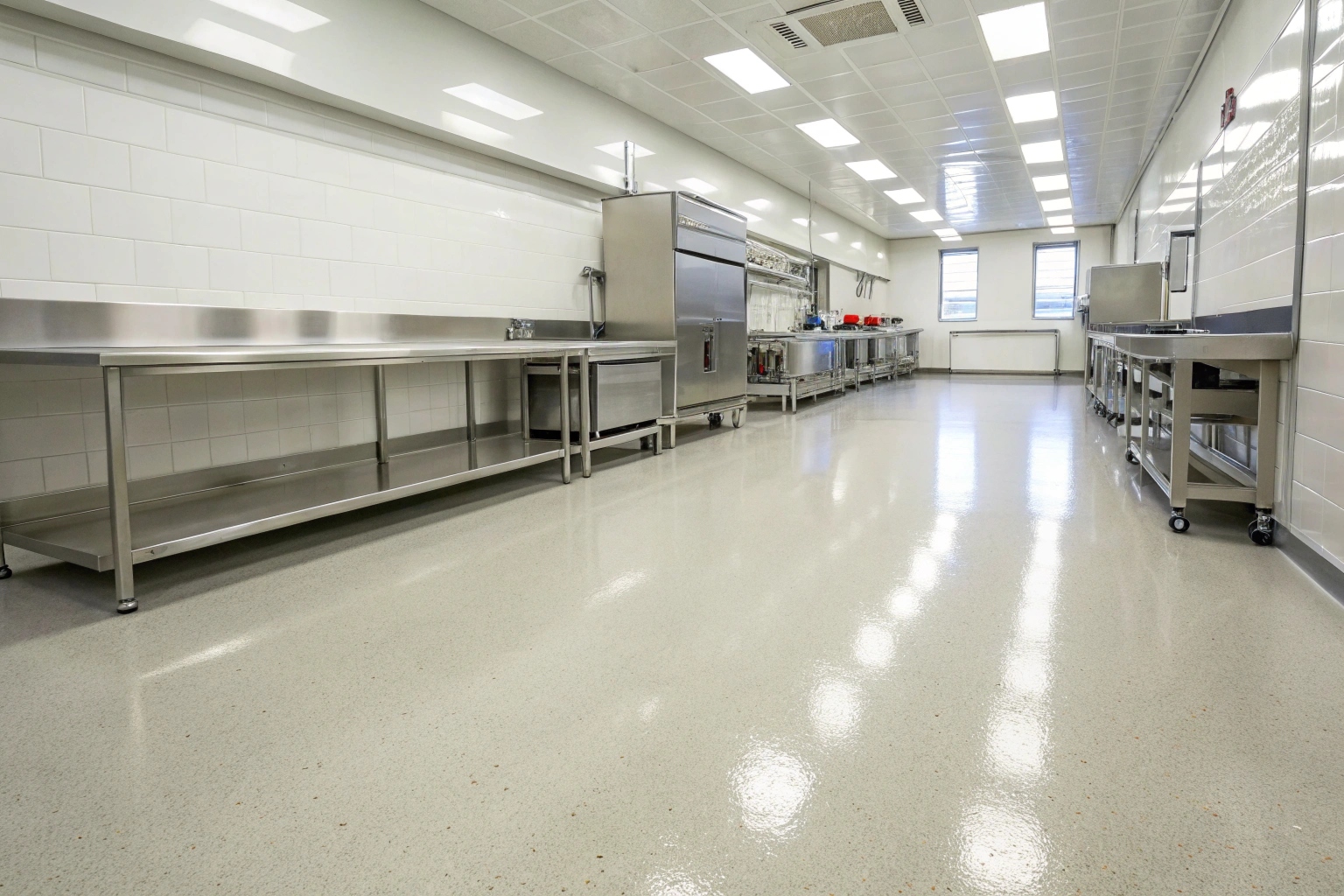 Hygienic seamless epoxy floor coating in a commercial kitchen environment Nathan Brisbane